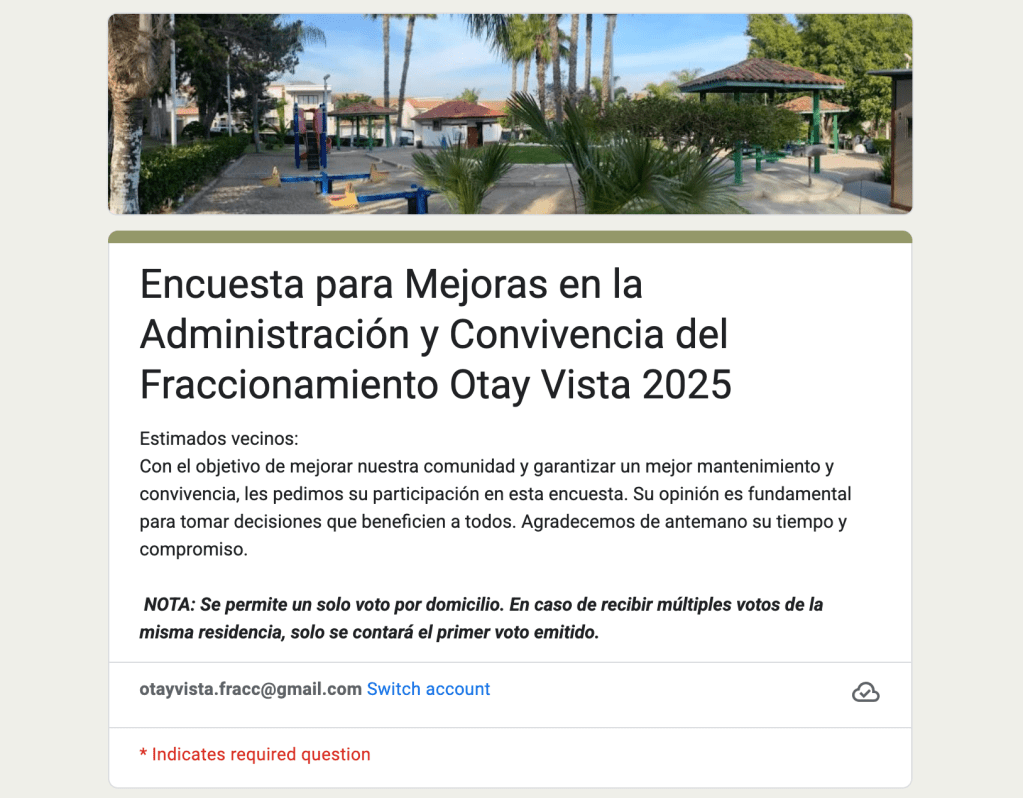 Protected: Encuesta para Mejoras en la Administración y Convivencia del Fraccionamiento Otay Vista&nbsp;2025